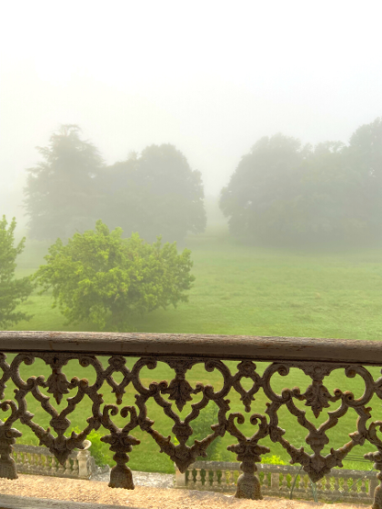 a foggy morning looking out the window bed & breakfast weddings